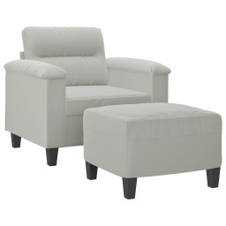 vidaXL Fauteuil met voetenbank 60 cm microvezelstof lichtgrijs