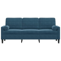 vidaXL Driezitsbank met sierkussens 180 cm fluweel blauw