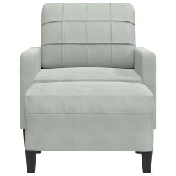 vidaXL Fauteuil met voetenbank 60 cm fluweel lichtgrijs