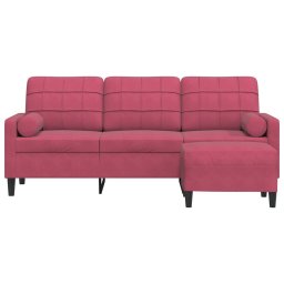 vidaXL Driezitsbank met voetenbank 180 cm fluweel wijnrood