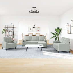 vidaXL 4-delige Loungeset met kussens en bolsters fluweel lichtgrijs