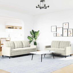 vidaXL 2-delige Loungeset met kussens fluweel crèmekleurig