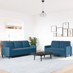 vidaXL 2-delige Loungeset met kussens fluweel blauw