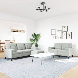 vidaXL 3-delige Loungeset met kussens en bolsters fluweel lichtgrijs