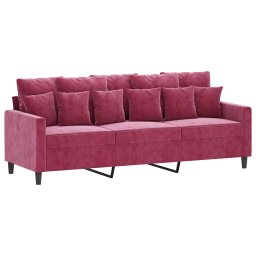 vidaXL 4-delige Loungeset met kussens fluweel wijnrood