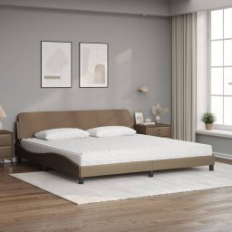 vidaXL Bed met matras "Dover" kunstleer cappuccinokleurig 200x200 cm