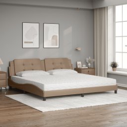 vidaXL Bed met matras "Zadar" kunstleer cappuccinokleurig 200x200 cm