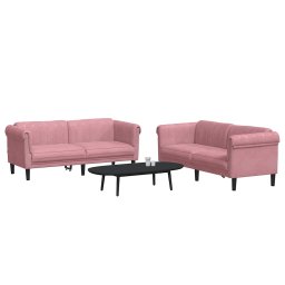 vidaXL 2-delige Loungeset fluweel roze
