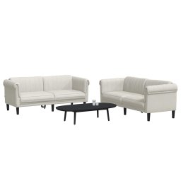 vidaXL 2-delige Loungeset fluweel crèmekleurig