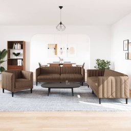 vidaXL 3-delige Loungeset stof bruin
