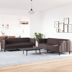 vidaXL 2-delige Loungeset stof donkerbruin