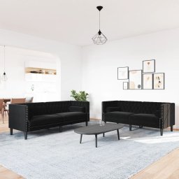 vidaXL 2-delige Loungeset Chesterfield met bolsters fluweel zwart