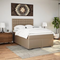 vidaXL Boxspring met matras kunstleer cappuccinokleurig 140x190 cm