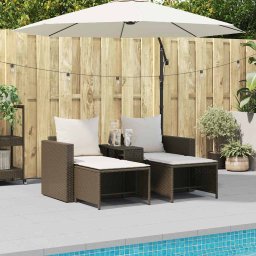 vidaXL 5-delige Tuinbankstel met kussens stapelbaar poly rattan bruin