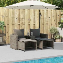 vidaXL 5-delige Tuinbankstel met kussens stapelbaar poly rattan grijs