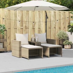 vidaXL 5-delige Tuinbankstel met kussens stapelbaar beige poly rattan