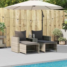 vidaXL 5-delige Tuinbankstel kussens stapelbaar poly rattan lichtgrijs
