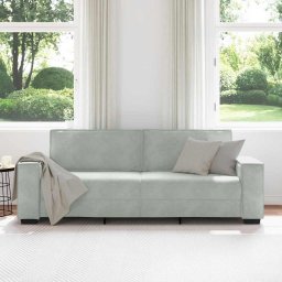vidaXL Driezitsbank 220x78x84 cm fluweel lichtgrijs