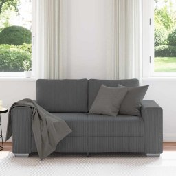 vidaXL Loveseat bank 160x77x82 cm corduroy stof donkergrijs