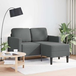 vidaXL Tweezitsbank met chaise longue L-vorm donkergrijs 125 cm stof