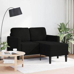 vidaXL 2-zitsbank met ligchaise L-vormig 125 cm stof zwart