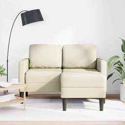 vidaXL 2-zitsbank met ligstoel L-vormig crèmekleurig 125 cm kunstleer