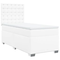 vidaXL Boxspring met matras kunstleer wit 90x200 cm