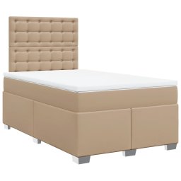 vidaXL Boxspring met matras kunstleer cappuccinokleurig 120x190 cm