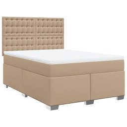 vidaXL Boxspring met matras kunstleer cappuccinokleurig 140x190 cm