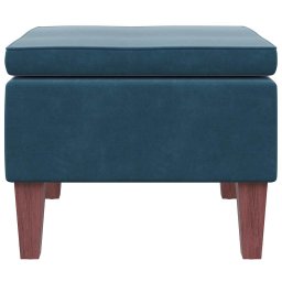vidaXL Kruk met houten poten fluweel blauw