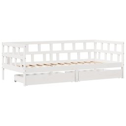 vidaXL Slaapbank met lades 90x190 cm massief grenenhout wit