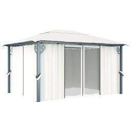 vidaXL Prieel met gordijn 400x300 cm aluminium crème