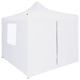 vidaXL Partytent met 4 zijwanden inklapbaar 3x3 m staal wit