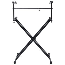 vidaXL Keyboardstandaard X-frame dubbel versterkt zwart