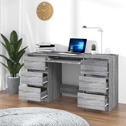 vidaXL Bureau 140x50x77 cm bewerkt hout grijs sonoma eikenkleurig