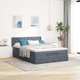 vidaXL Ottoman bed met matras 140x200cm fluweel donkergrijs
