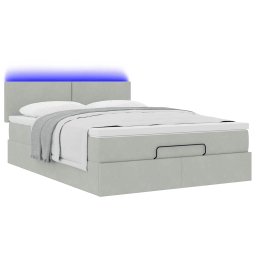 vidaXL Ottoman bed met matras en LED's 140x200cm fluweel lichtgrijs