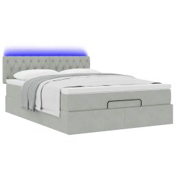 vidaXL Ottoman bed met matras en LED's 140x200cm fluweel lichtgrijs
