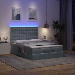 vidaXL Ottoman bed met matrassen en LED's 140x200cm fluweel