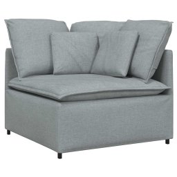 vidaXL Modulaire bank met kussens stof lichtgrijs