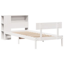 vidaXL Bed met boekenkast zonder matras grenenhout wit 75x190 cm