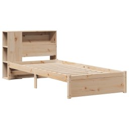 vidaXL Bed met boekenkast zonder matras massief grenenhout 75x190 cm
