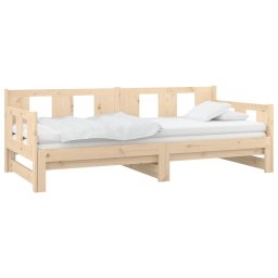 vidaXL Slaapbank uitschuifbaar massief grenenhout 2x(90x190) cm