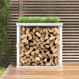 vidaXL Houtblokhouder 108x52x106 cm massief grenenhout wit