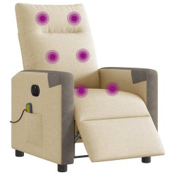 vidaXL Massagestoel elektrisch verstelbaar stof crèmekleurig