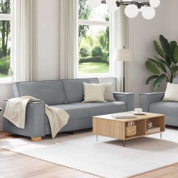 vidaXL 2-delige Loungeset met kussens stof lichtgrijs