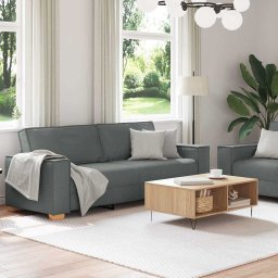 vidaXL 2-delige Loungeset met kussens stof donkergrijs