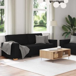vidaXL 2-delige loungeset met kussens stof zwart