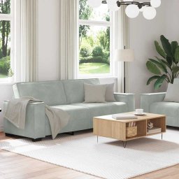 vidaXL 2-delige Loungeset met kussens fluweel lichtgrijs
