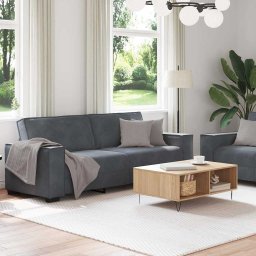 vidaXL 2-delige Loungeset met kussens fluweel donkergrijs